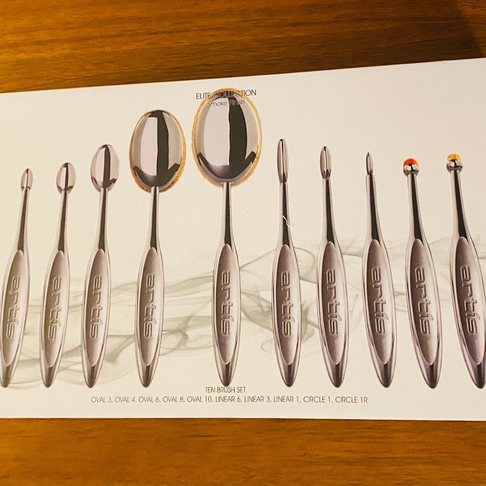 Artis Elite Collection: Smoke Finish 10 Brush Set Mirror Finish